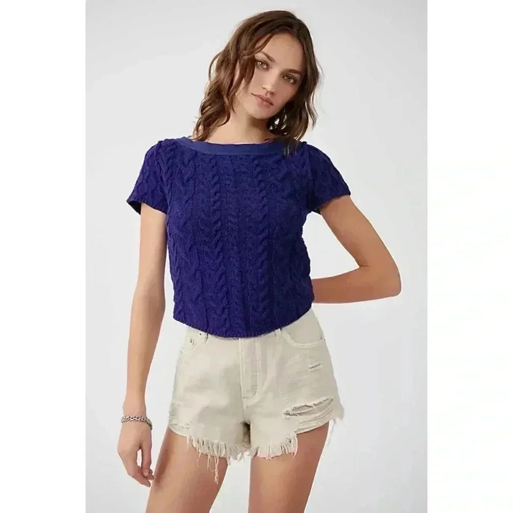 NWT Free People Baby Cable Tee - Picture 1 of 10